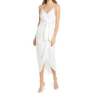 LUXE TIE FRONT COCKTAIL DRESS - IVORY - Size 8